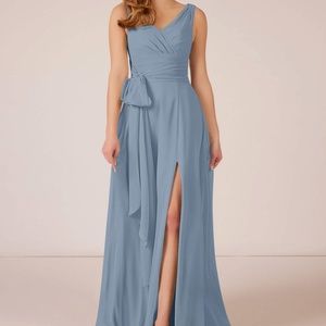 Azazie Bianca A12 in dusty blue